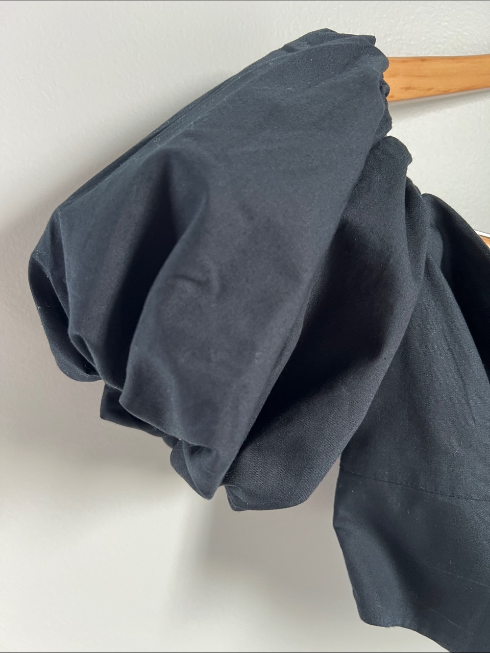 Abercrombie & Fitch | Black Puff-Sleeve Crop Top Cotton Blend NWT Size S - Picture 5 of 14